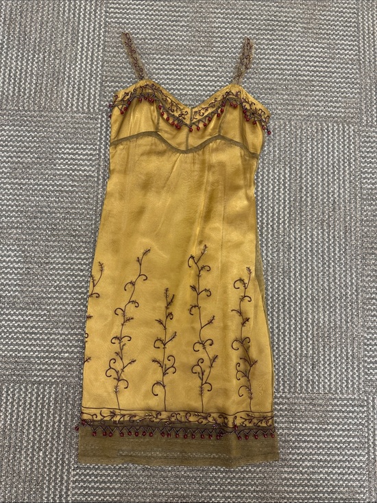 Sue Wong Dresses & Skirts - Vintage Sue Wong Rare Y2K Gold Beaded Embroidered Slip Mini Dress, size 4